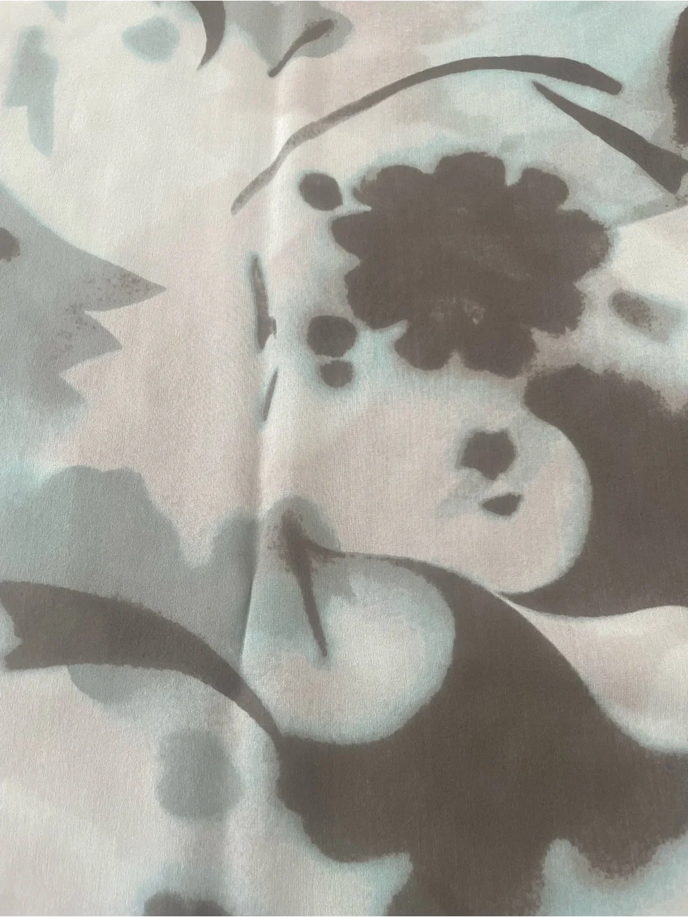 Nina Ricci Italy 100% Silk Abstract Floral Scarf Taupe Blush Blue 22x70